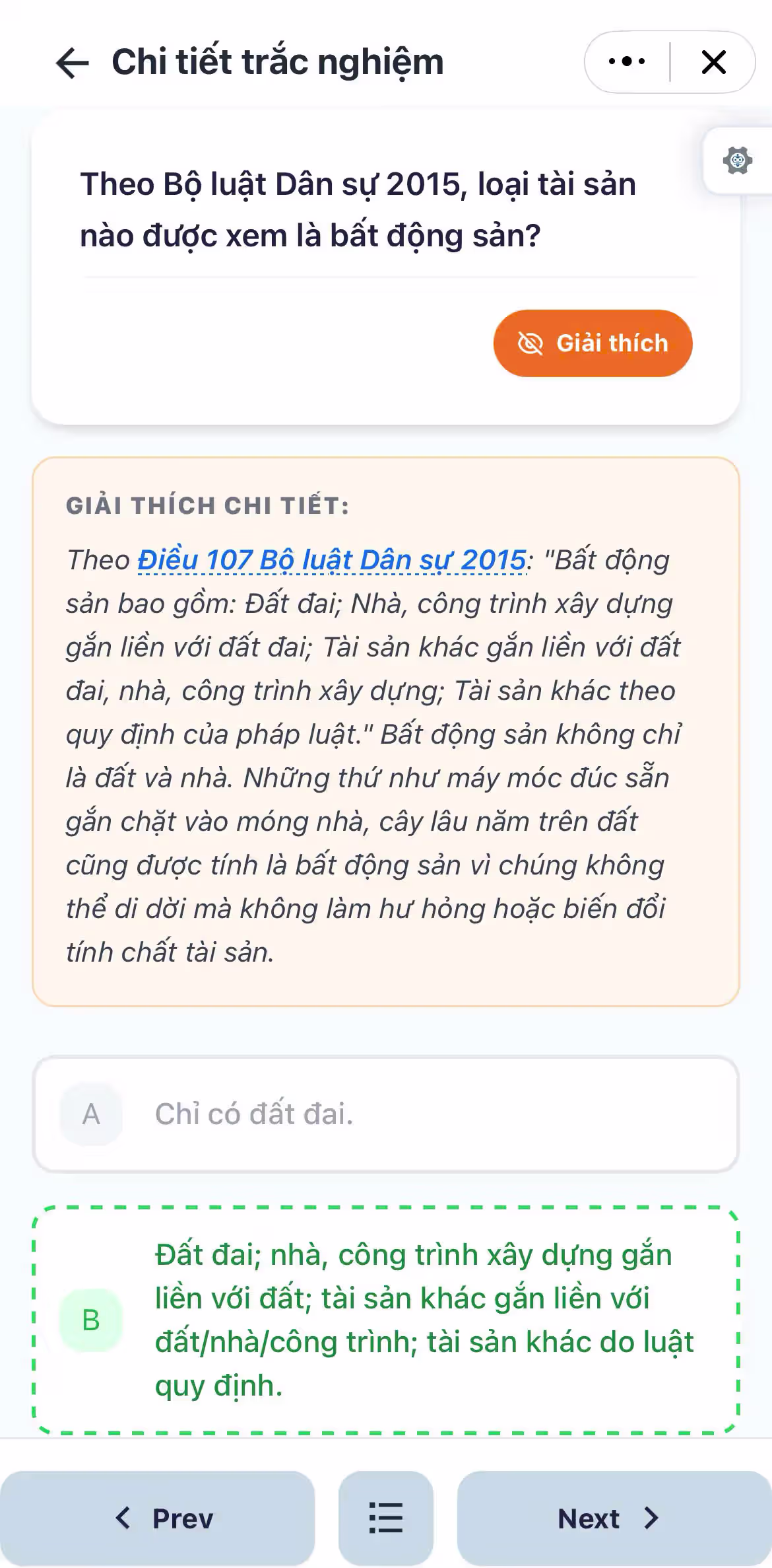 Giải thích đáp án
